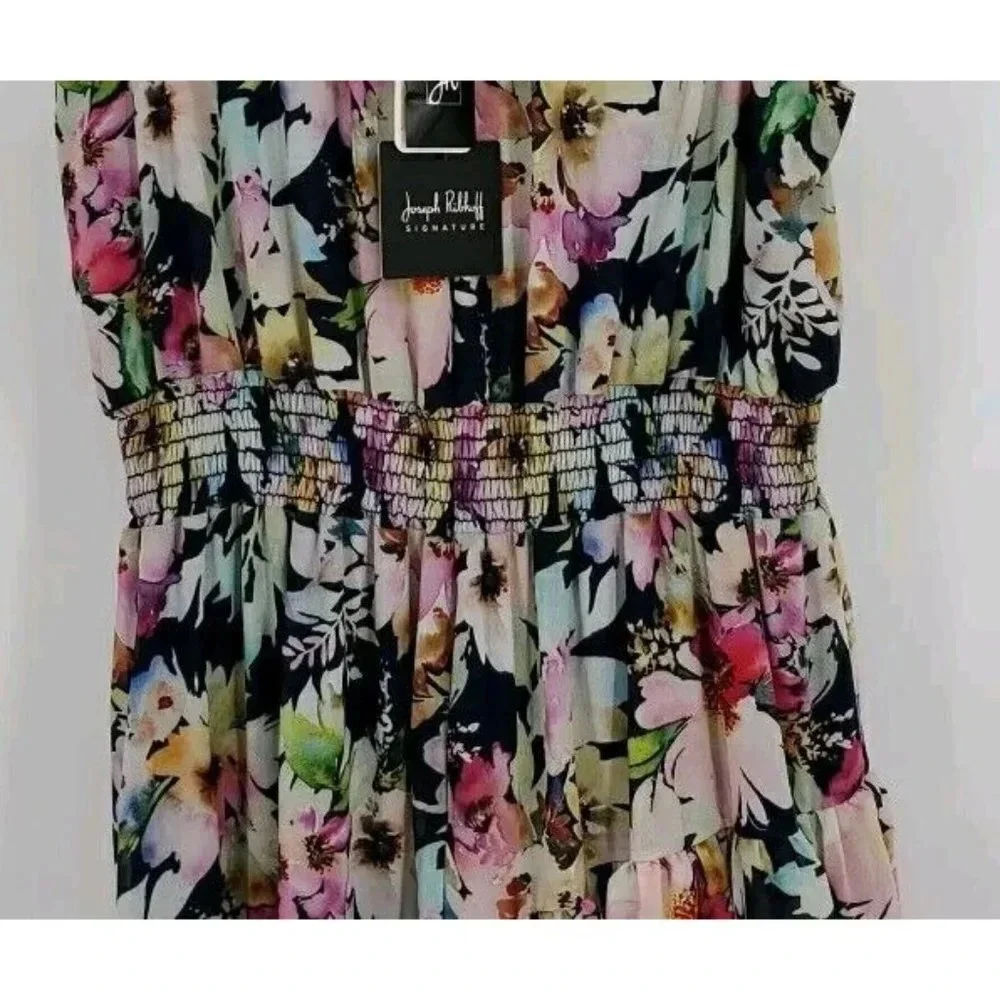 Joseph Ribkoff Sz 16 Midnight Blue-Multi Floral Halter Dress Style 221334 Easter - Picture 10 of 15